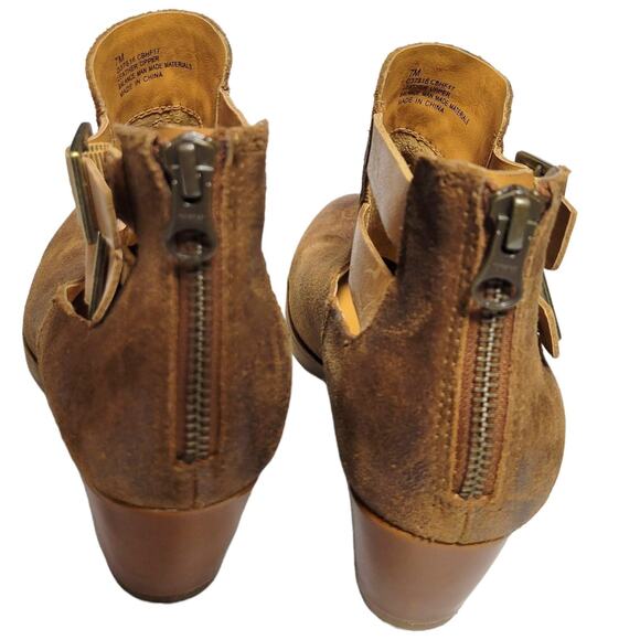 Korks Ease Gabriela Ankle Boots Brown Tan Leather Booties Distressed Boho Size 7 - Picture 7 of 13